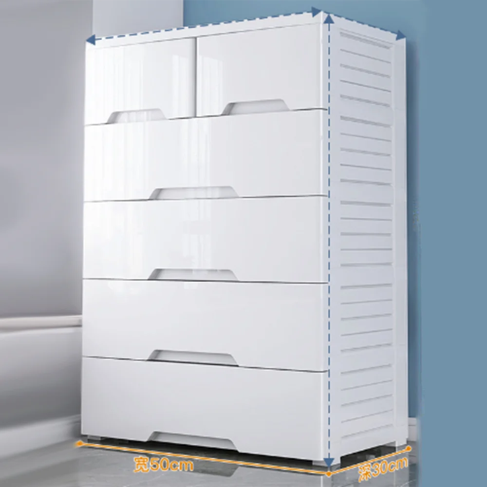 White Storage Drawer Cabinet 5 Layer Storage Organizer for Children Baby Cartoon  PP Storage Wardrobe For Home Bedroom