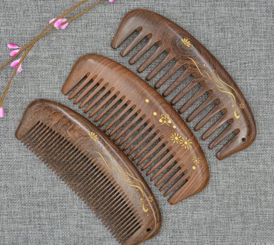 Hot Private Label Natural Barber Scalp Ebony Wood Baby Men Pocket Hair Mustache Combs