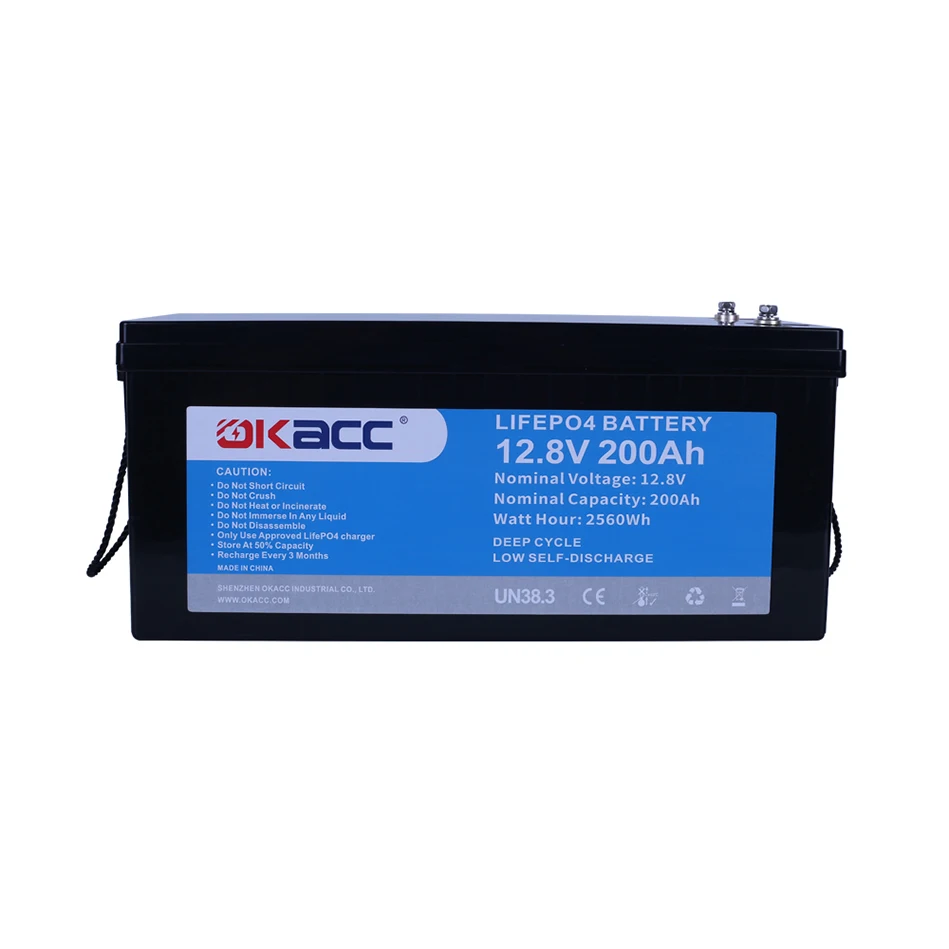 Shenzhen Okacc Battery Long Life Batterie Mince Lifepo4 12.8V Rv 12V 200Ah Lithium Iron Phosphate Battery