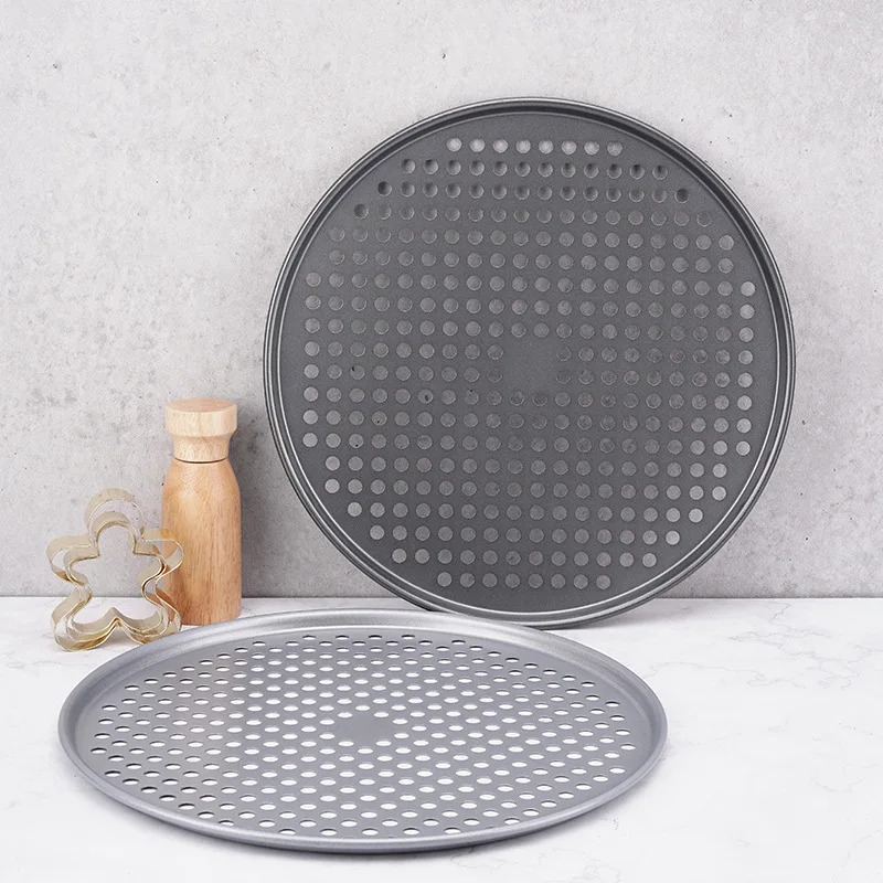 Aluminium Metal Non Stick Perforated Pizza Pan Pizza Dough Baking Tray