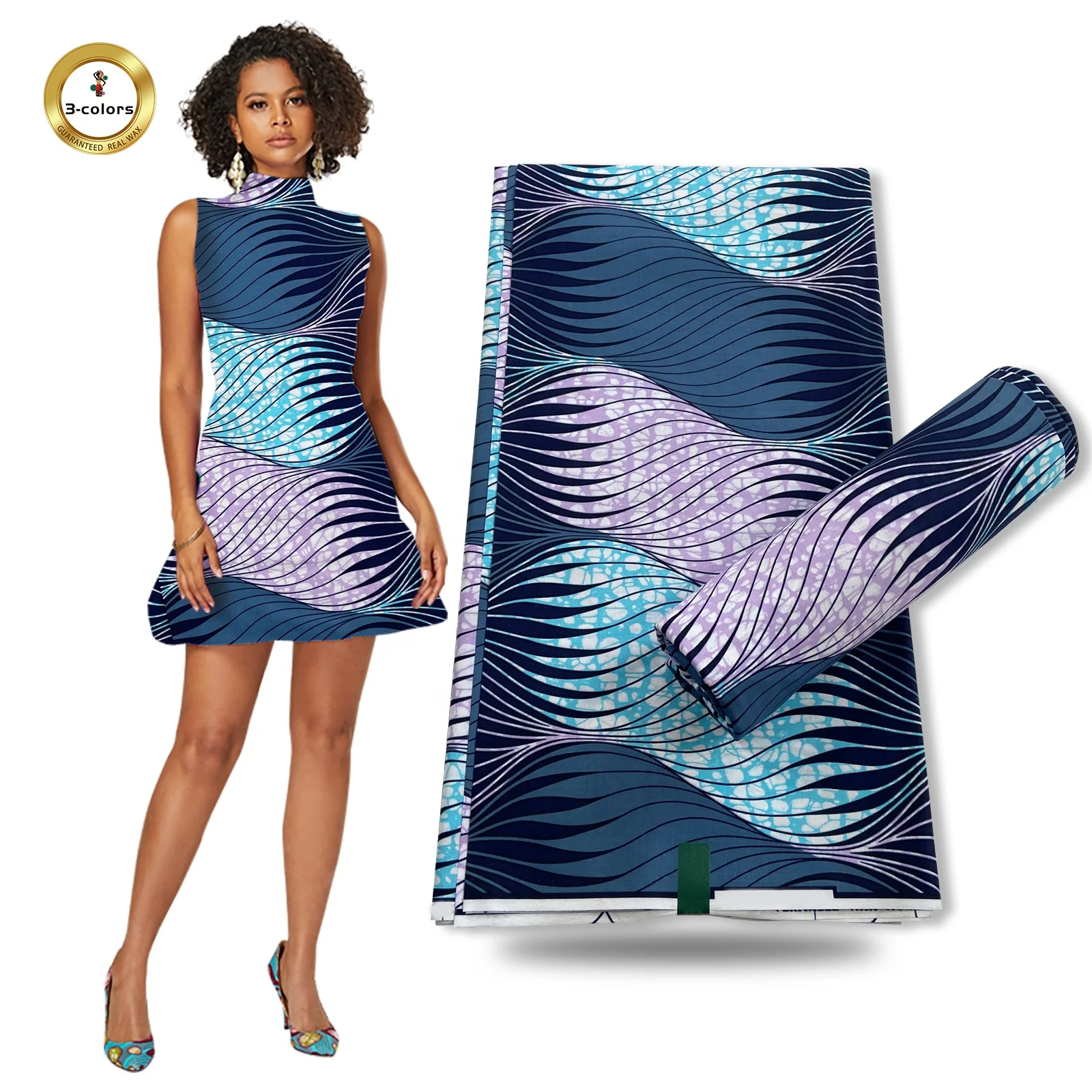 Best Sale African Veritable Java Block Print Soft Wax Fabric Real Wax For Women Wedding Dress