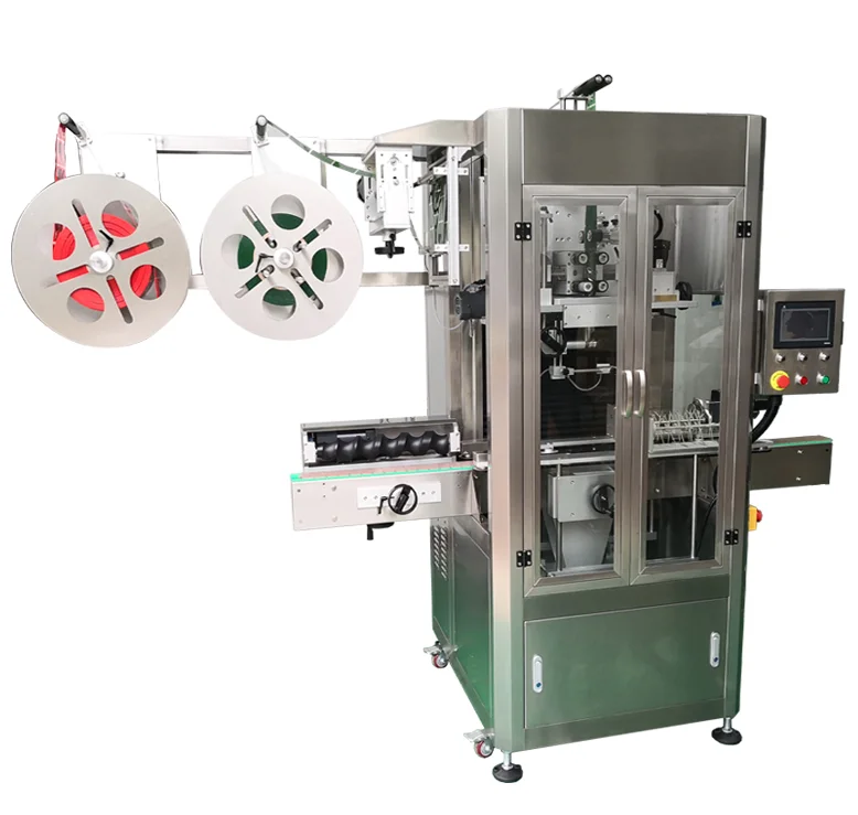 Automatic labeling machine for packing bottle sleeve, glass bottles fruit juice, drinking beverage, wine
