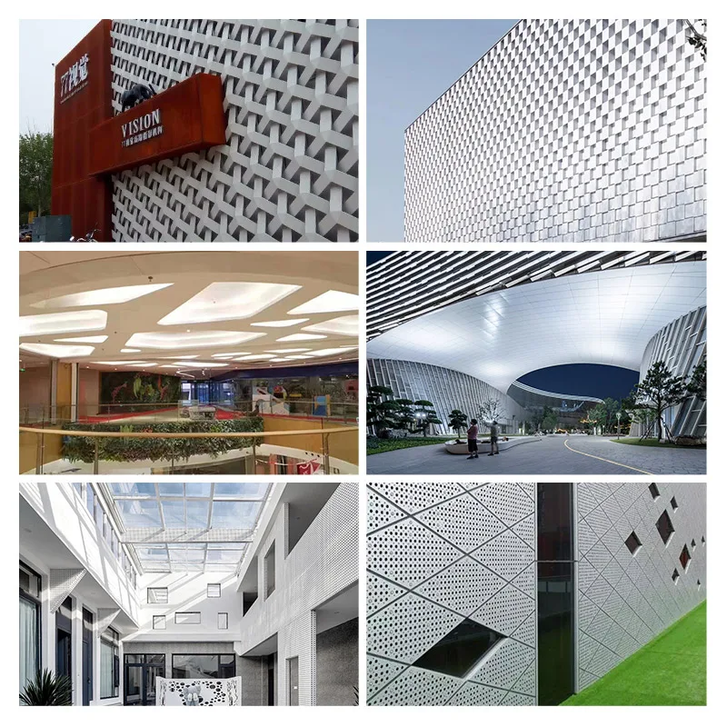 Алюминиевые стеновые панели для занавесок, алюминиевые профили для декоративных металлических занавесок, перфорированные наружные стены зданий