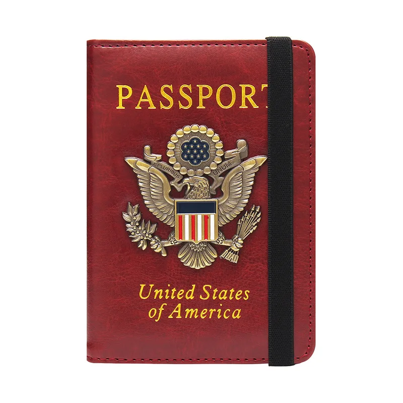 RFID blocking Travel Wallet Passport Holder debossed American Passport Cover PU Leather passport holder credit id card holder
