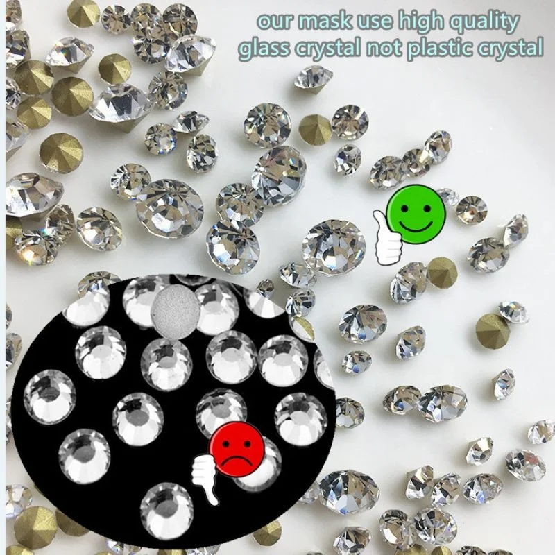 031S Luxury Carnival Party Mask Female Shiny Metallic Silver Transparent Rhinestone Venetian Mask For Eyes