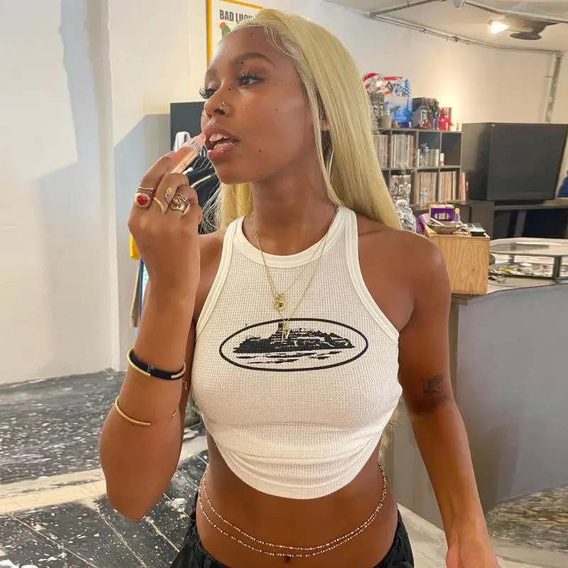 Модный сексуальный летний Повседневный Женский кроп-топ с логотипом на заказ, женские топы