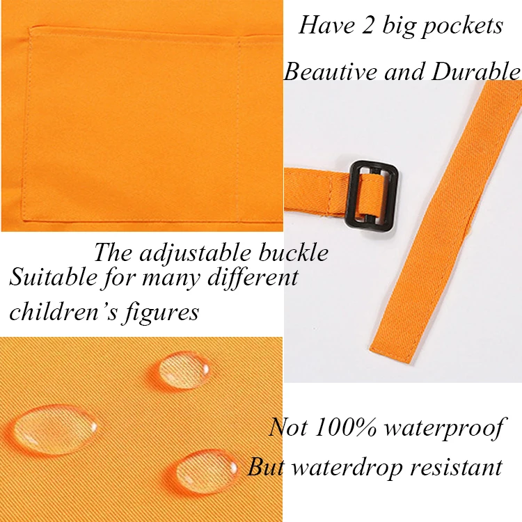 
Factory price direct sales cute style children solid color polyester apron kids aprons 