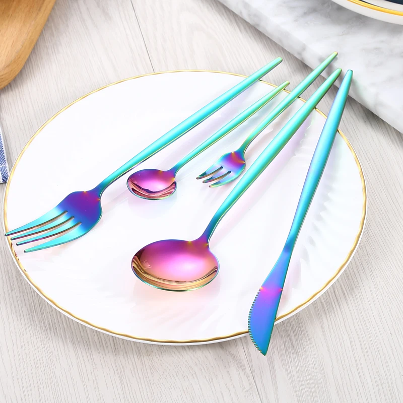 
Modern style 30 piece set luxury set royal tableware gold wedding serving spoon cutlery silver stainless steel 