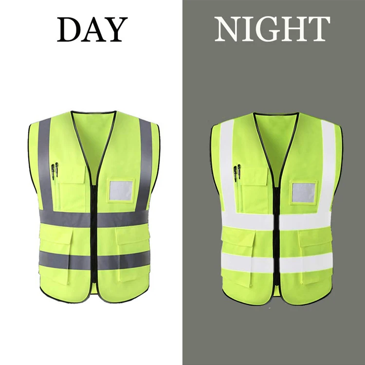 2021 OEM New DesignSafety Vest Hi Vis Work High Visible Patch With Pocket Security Guard Reflective Striping Protective Vest