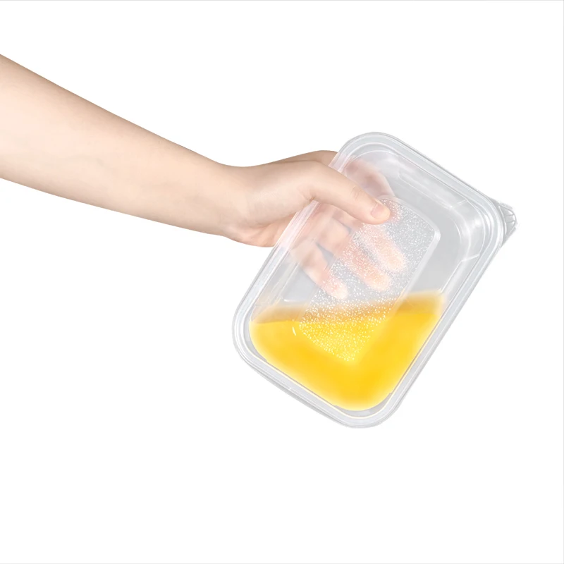 Custom 750ml Square Lunch Box Take Away Food Container Modern Disposable Storage Boxes Clear Rectangular Microwave Plastic FP-4