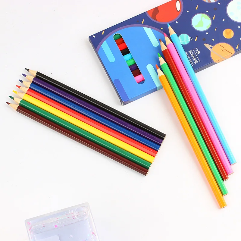 School students supply Economic 6/12 pack color pencil art artist wood pencils set kids boxes of colored pencils