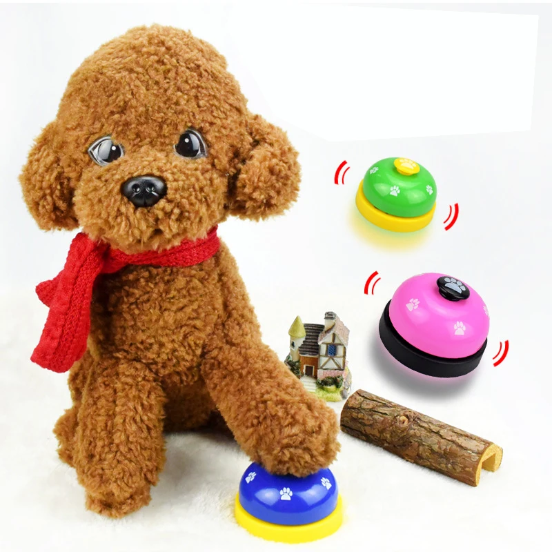 Pet Toy Training Called Dinner Small Bell Footprint Ring Dogs Toys For Teddy Puppy