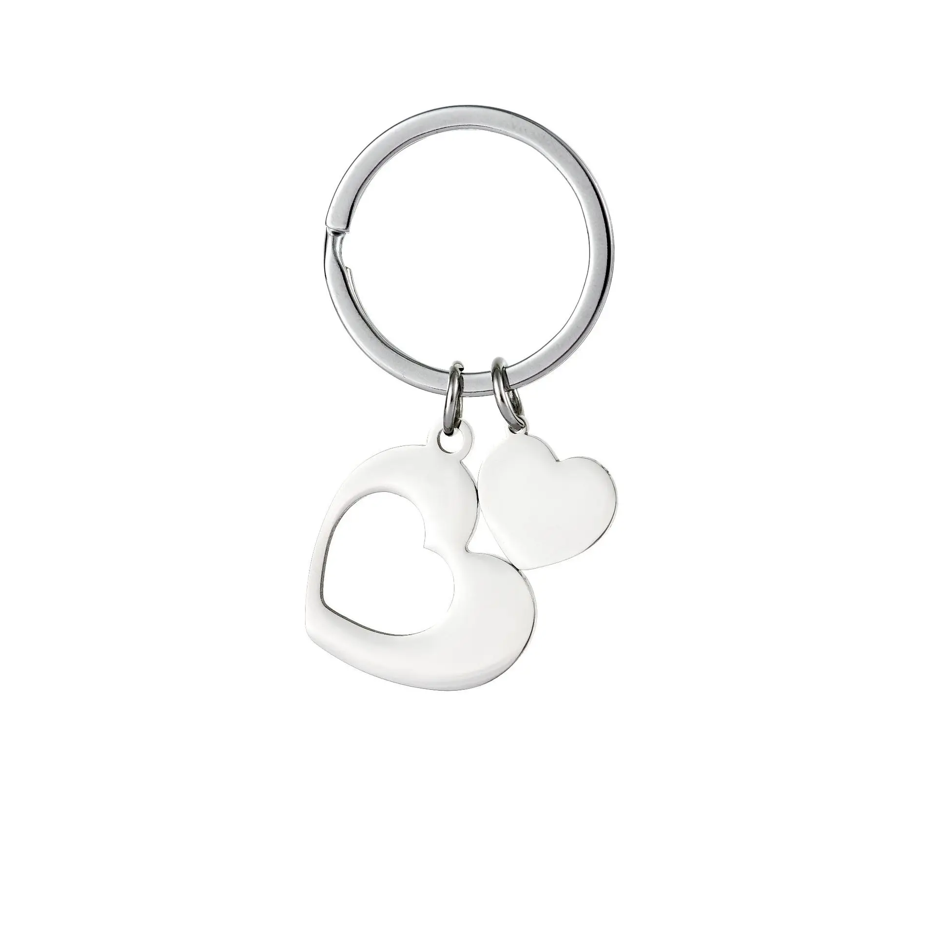 New Stainless Steel Couple Keychain Smooth Hollow Out Size Love A Pair Of Bags Pendant Small Gifts