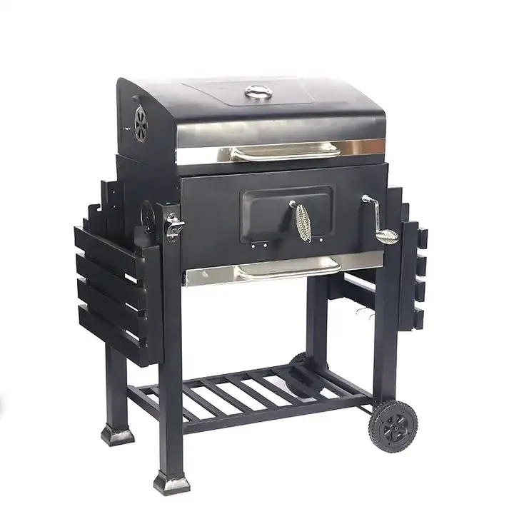 Carbon Steel Large Trolley Garden Party Backyard Outdoor Kitchen Barbecue Smoker Bbq Charcoal Grill For Bbq Outdoor