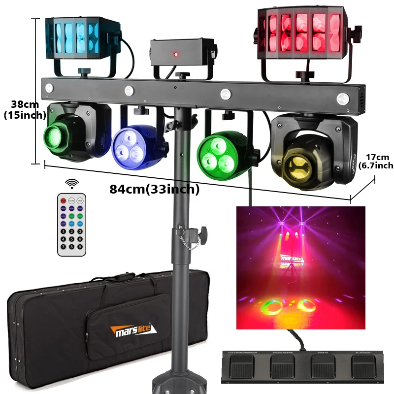 Portable Dj Set Par Light Stage Led Disco Lighting Dj Equipment Gig Bar Pro Move Luces Discoteca Tricolor System With Stand
