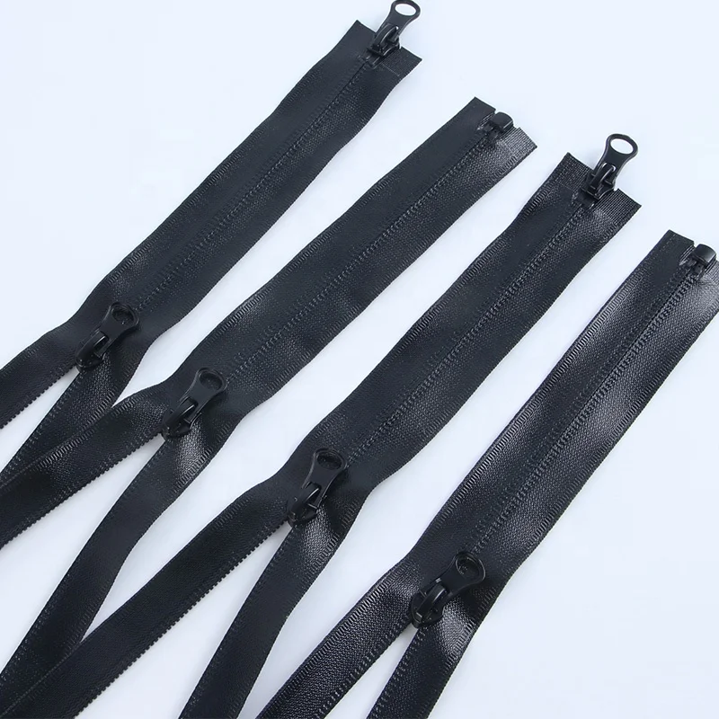 Black waterproof zipper for garment jacket #5 fermeture eclair TPU film open end double sliders waterproof zippers