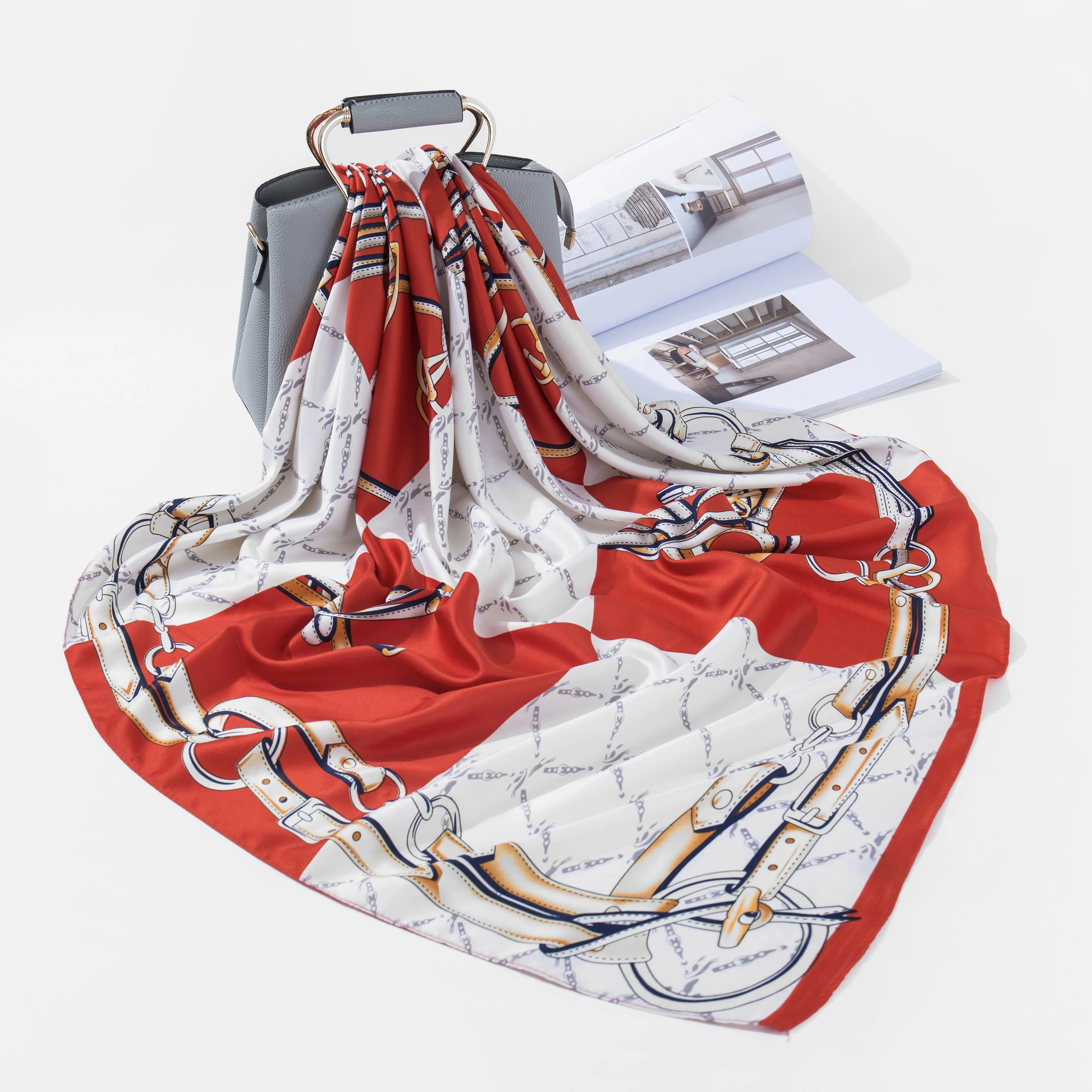 Zhizi дизайнерская вдохновленная 130x130 квадратная атласная шелковая шаль роскошный квадратный шарф женский хиджаб шелковые шарфы с индивидуальным принтом