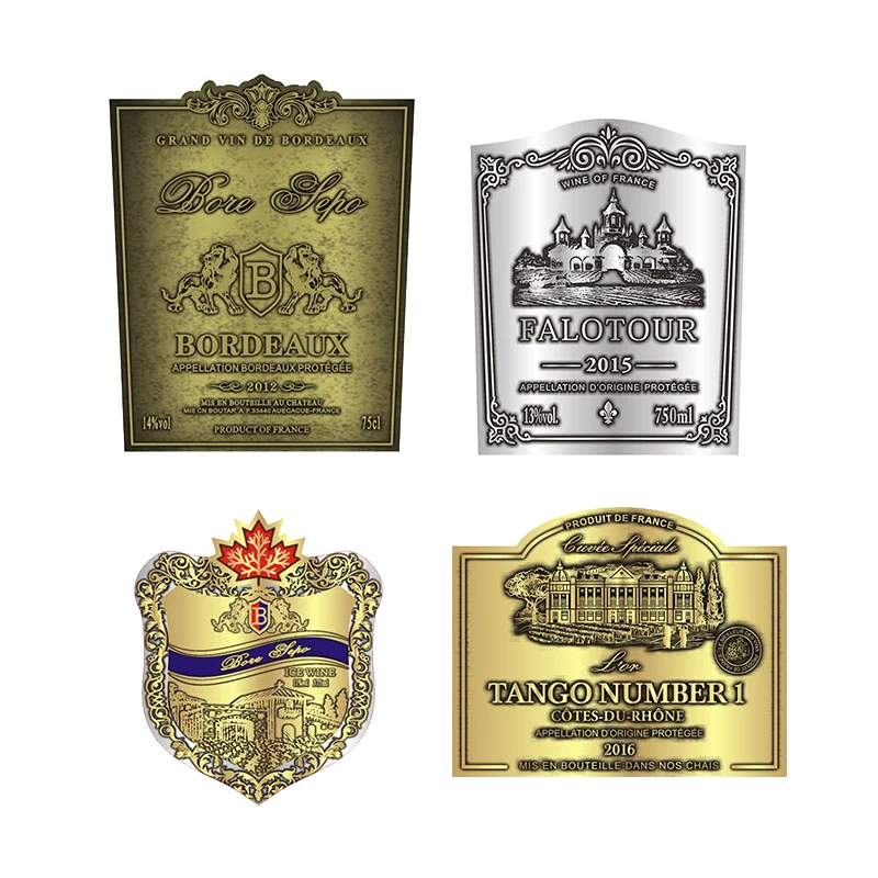 Custom Logo 3D Gold Silver Metal Sticker Perfume Labels Wine Bottle Metal Label