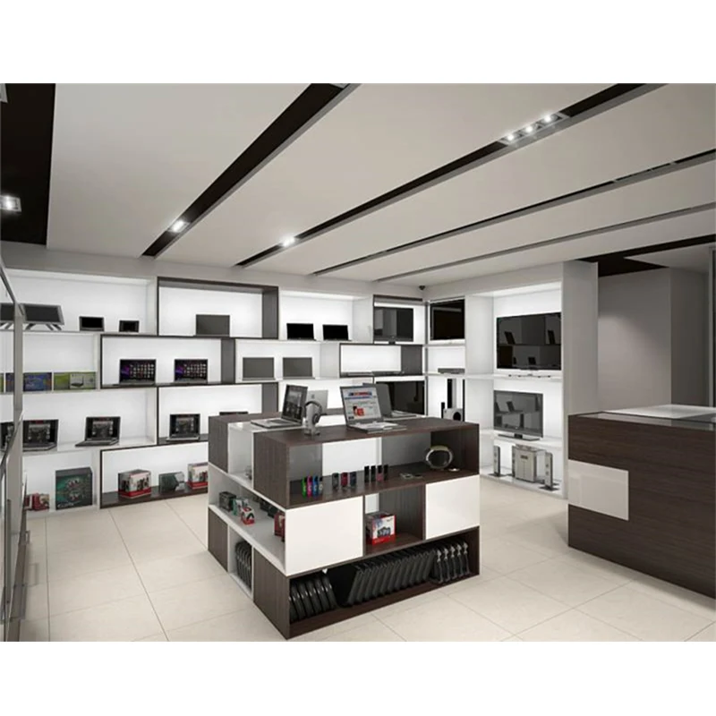 Wooden Mobile Phone Display Cabinet Design Cell Accessories Store Display Rack Electronics Shop Furniture For Showroom