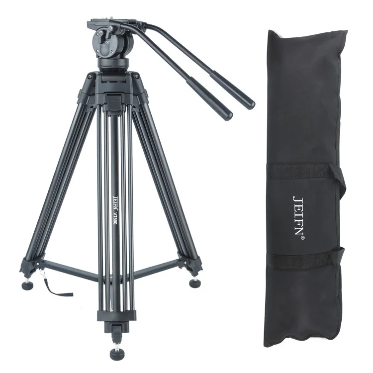 Video Tripod VT590 Double Handles Professional 360 Degree Fluid Damping Head Tripod For DSLR Camera Camcorder