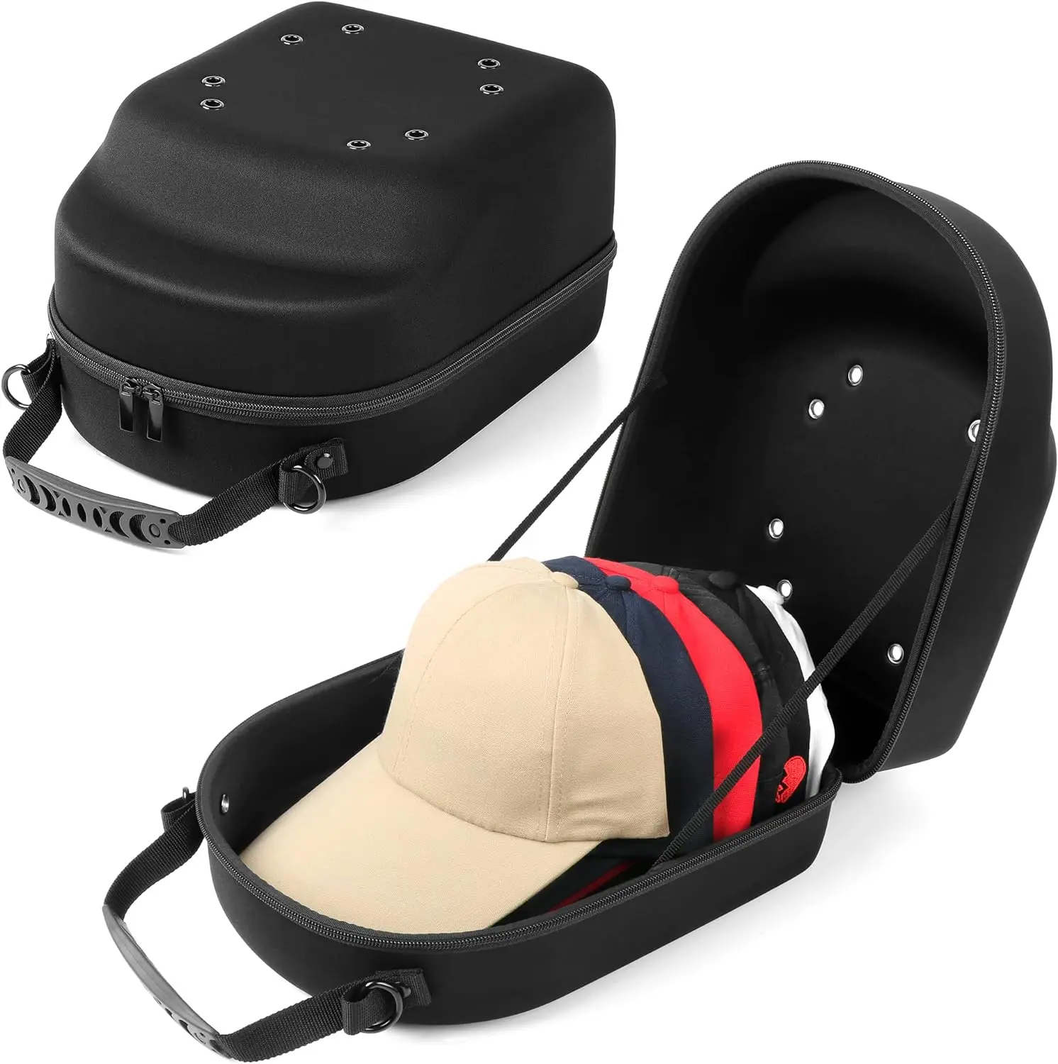 Custom ODM/OEM  Hard shell EVA hat  box custom baseball hat and cap case box travel carrying case 6 hats