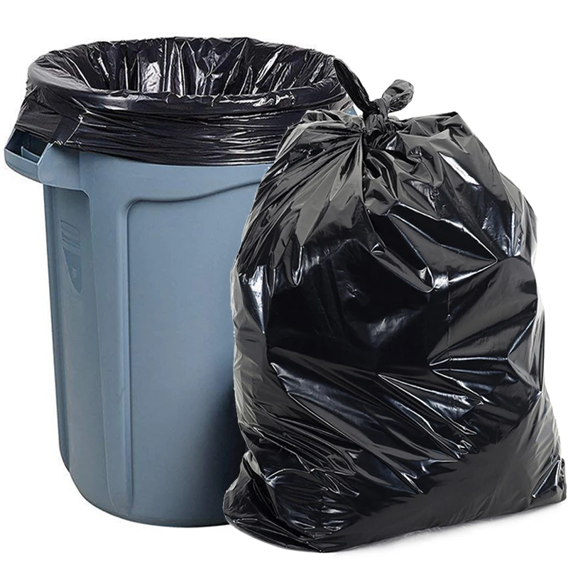 Custom plastic big biodegradable garbage trash bag black ldpe hdpe 100l plastic bin industrial household garbage bag on roll