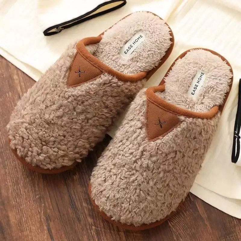 2022 new couple winter home plus flannel cotton slippers non-slip men and women Baotou slippers home ins