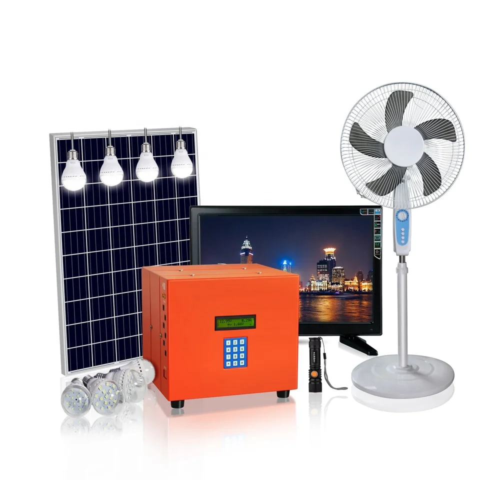 OEM ODM Custom  Portable 60W Off grid Pay as you go Generator Solar Lighting System Kit with Lead-acid battery PromotionPrice