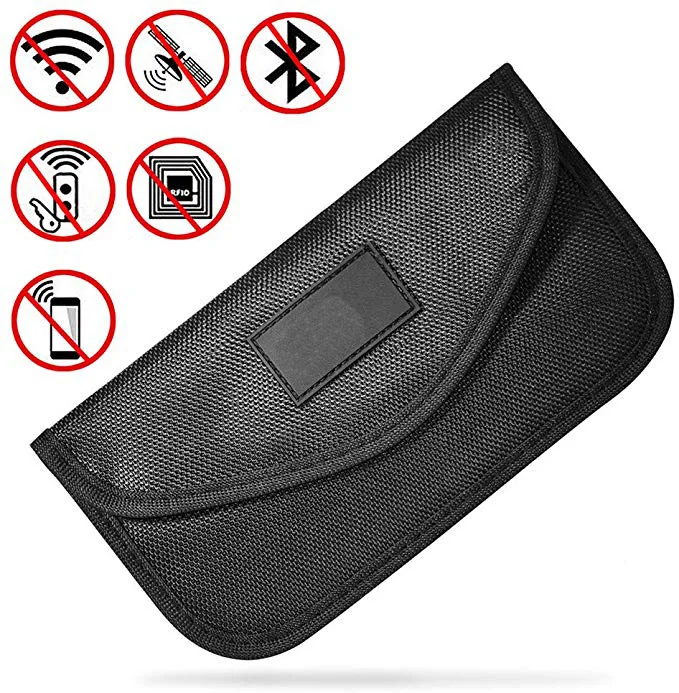 Nylon fabric wifi/gsm/lte/nfc/rf Signal Blocking Faraday Key Fob Case wallet card holder Faraday Bag For mobile Phone