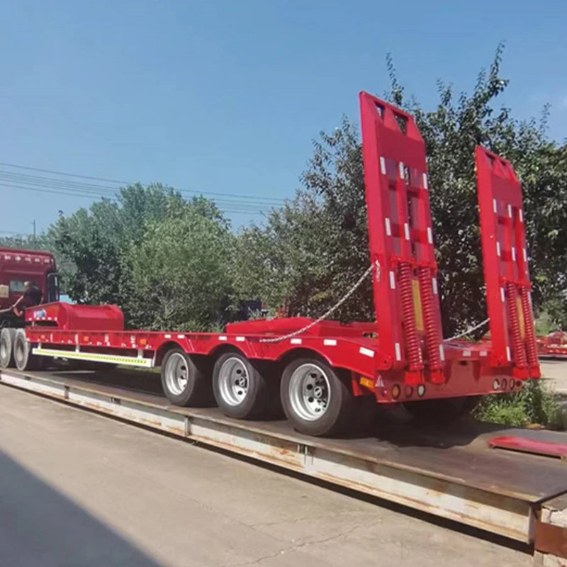 Новый и Подержанный 3-х 4-осный погрузчик lowboy 50 60-тонный Низкорамный грузовик с дроп-палубой полуприцеп