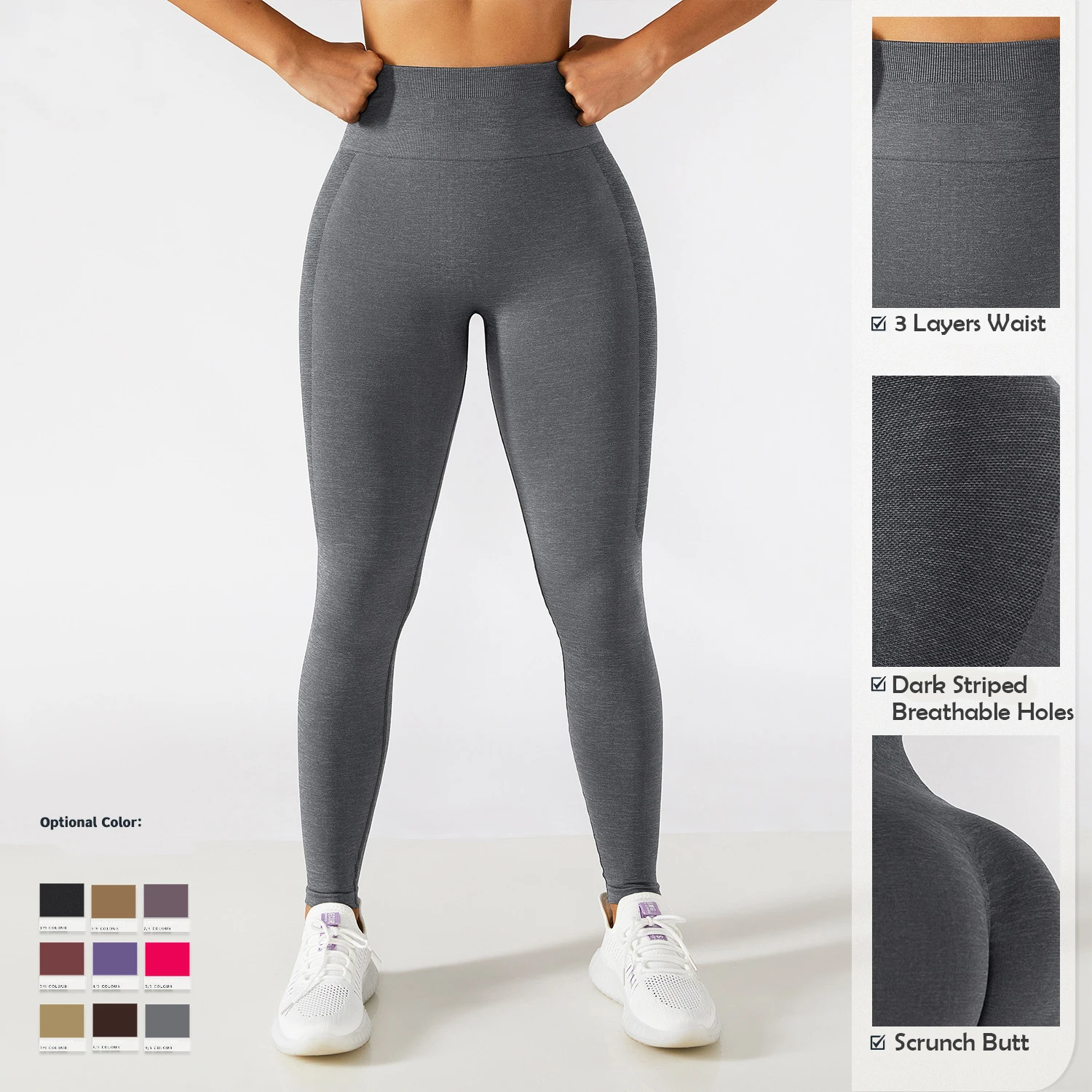 Stitch color leg side design four strands of wire scrunch butt yoga pants custom logo Super Elastic Gym Fitness Leggings