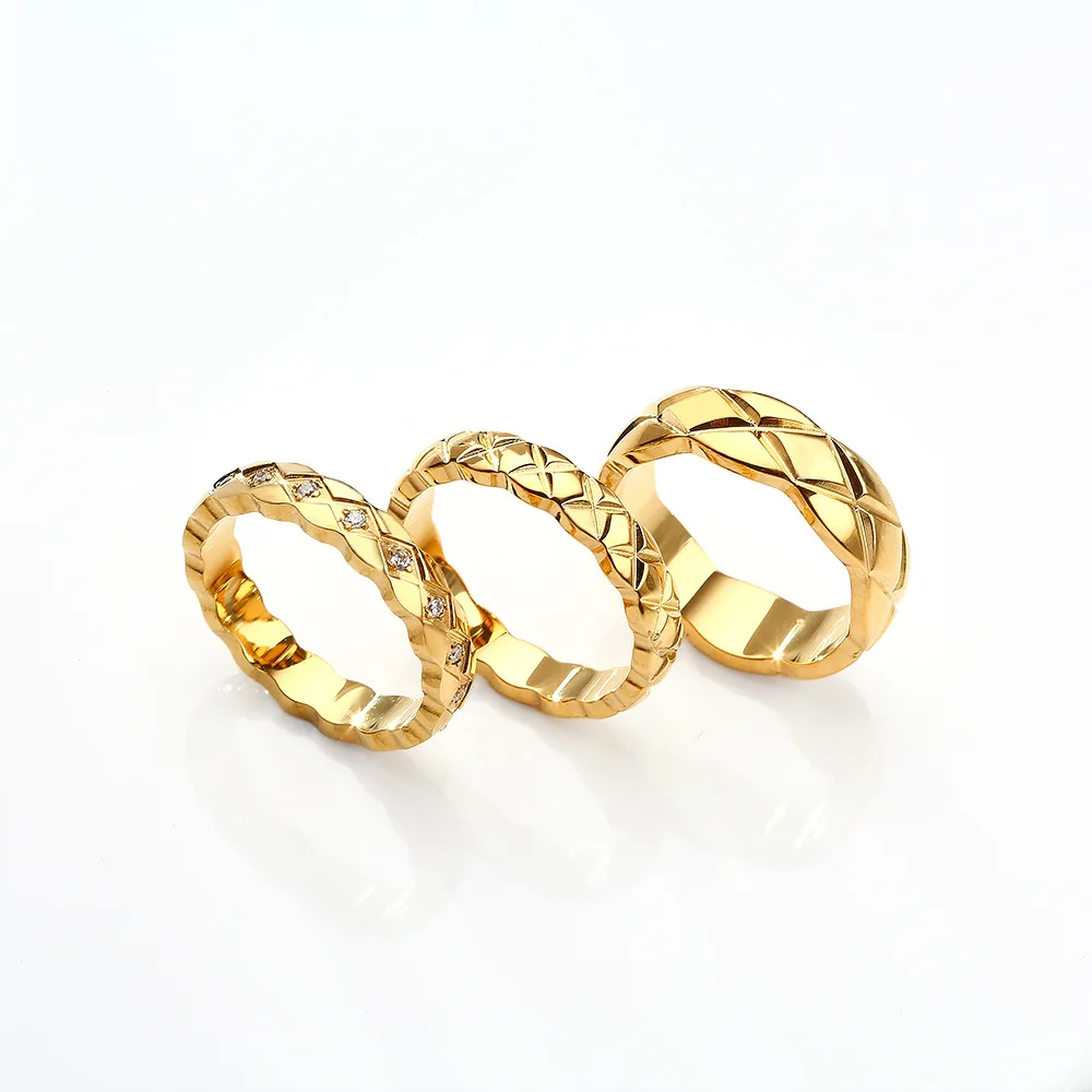 PVD 18-каратное золото Bague En Acier неоксибилизированное циркониевое бисутерия на заказ из нержавеющей стали модные ювелирные изделия с бриллиантами кольца