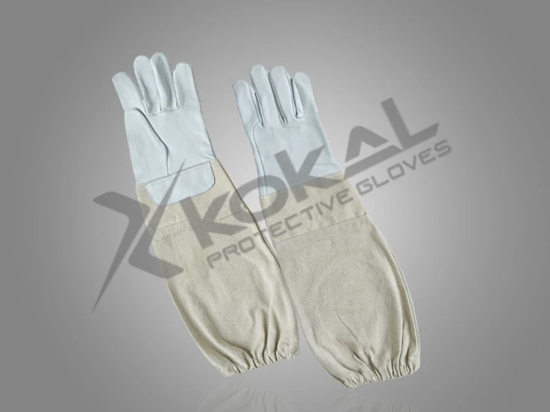 Protective Beekeeping Gloves / Beekeeping Gloves in Cowhide Leather Bee Keeping Breathable Safety Work 6 Months Gauntlet Canvas