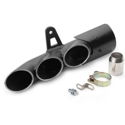  Universal Motorcycle Stainless Exhaust Muffler Three Outlet Tail Pipe Slip On 38mm-51mm