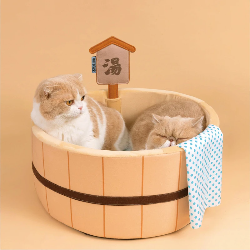 Japanese Style New Cat Bed Comfy Bathtub Pool for Dogs Detachable Puppy Basket Basin Safe Kitten Nest Pad Plush Sleeping Bed