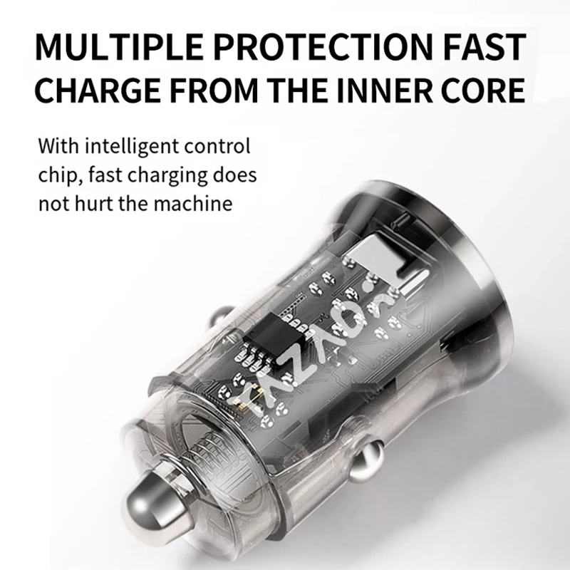 Car mobile charger with usb 3.0 cable LED promotional USB Type-C 12-24V car charger Mobile Phone Light super Power Charging