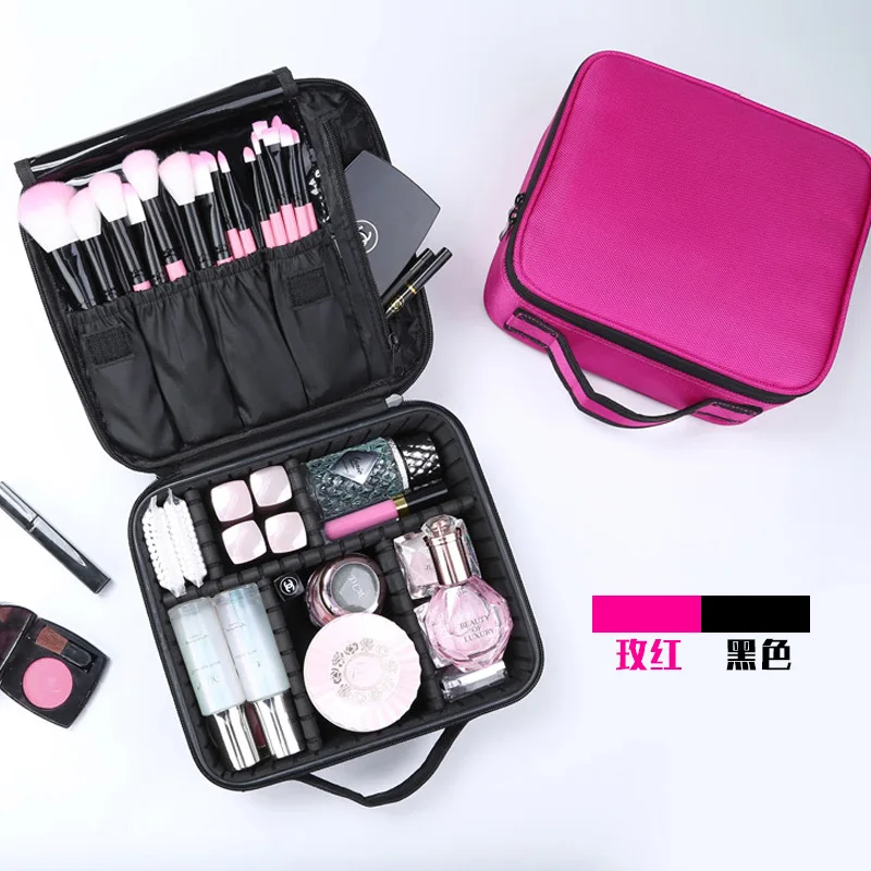 Custom Portable EVA Cosmetic Brush Travel Makeup Organizer Box Trolley Bags Cases