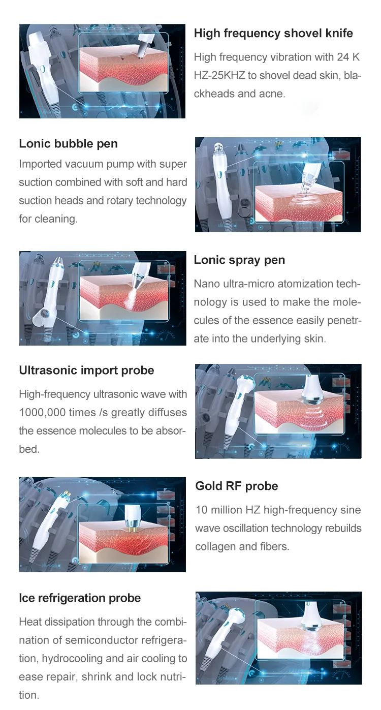 New Arrivals 7 In 1 Smart Ice Blue H2o2 Hydra Oxygen Aqua Peel Hydrodermabrasion Facial Machine