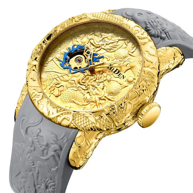 
Luxury Chinese Dragon Designer Watche Switzerland Brand Silicone Bands Wrist Watch Mens Automatic Mechanical Watches 