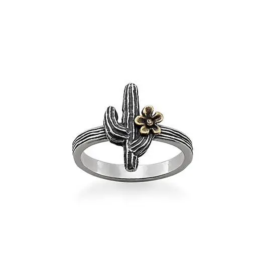 Vintage Silver Hollow Cactus Leaf Flower Crown Elephant Foxs Tiger Bird Animal Men Women Custom Charm Statement Rings
