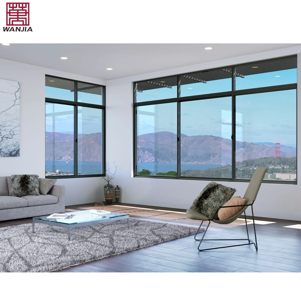WANJIA Custom Bedroom Hurricane Impact Windows Double Glazed Windows