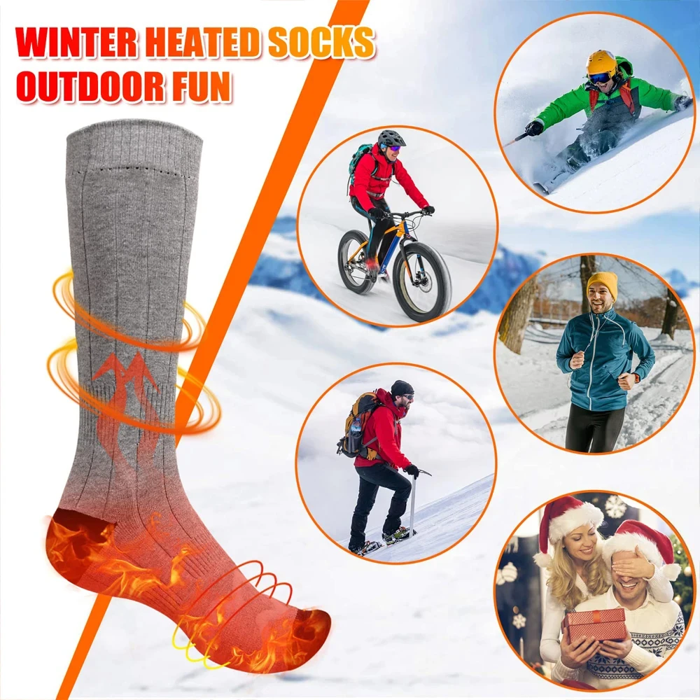 6000mAh Heat Tech Smart Warm Electric Heated Warming Work Ski Socks Rechargeable Battery Chaussettes Chauffantes
