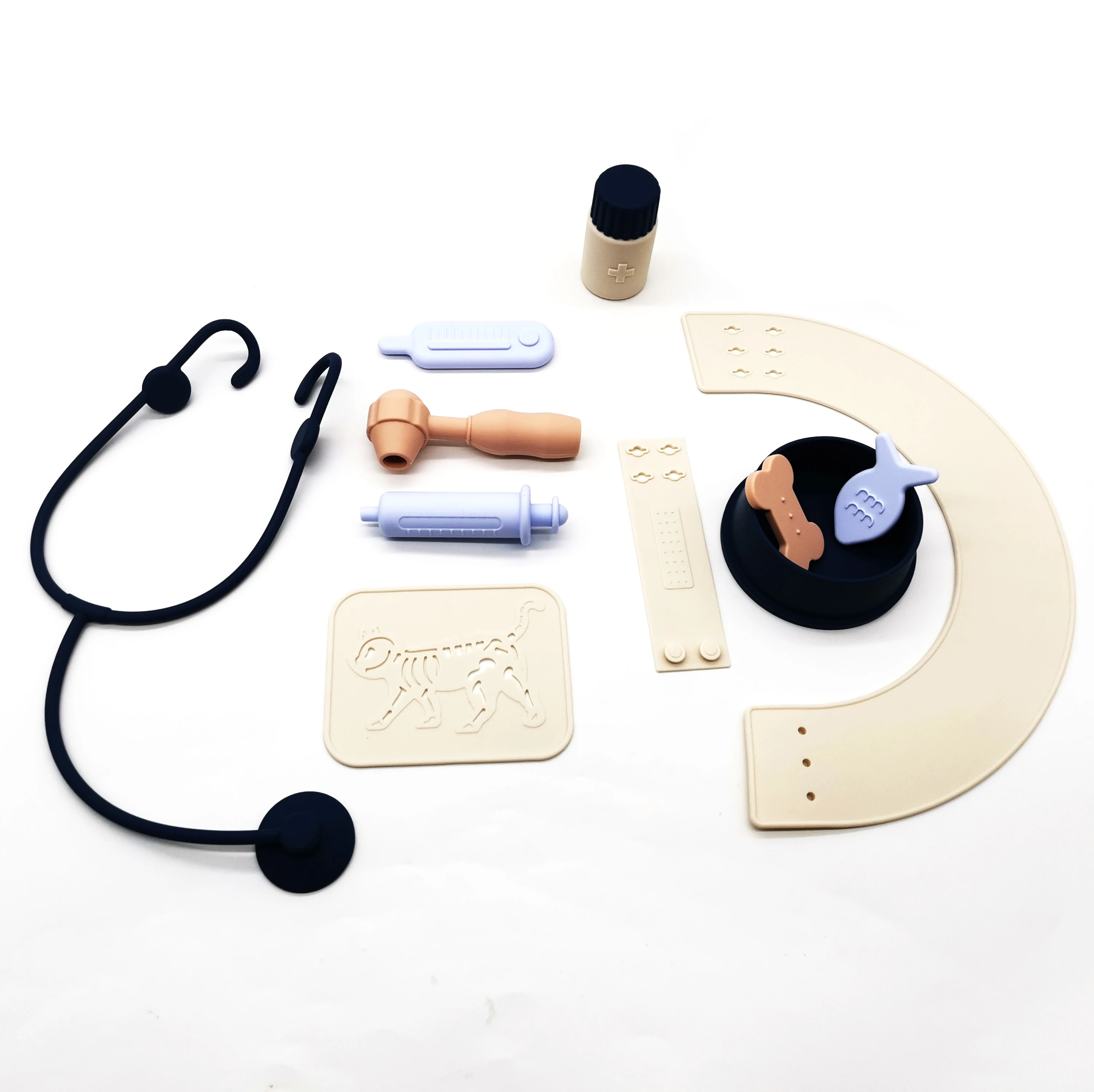 Veterinarian Kit Pretend Play Doctor Play set Pet Care Role Play Stethoscope Toy Silicone Vet Set for Kids