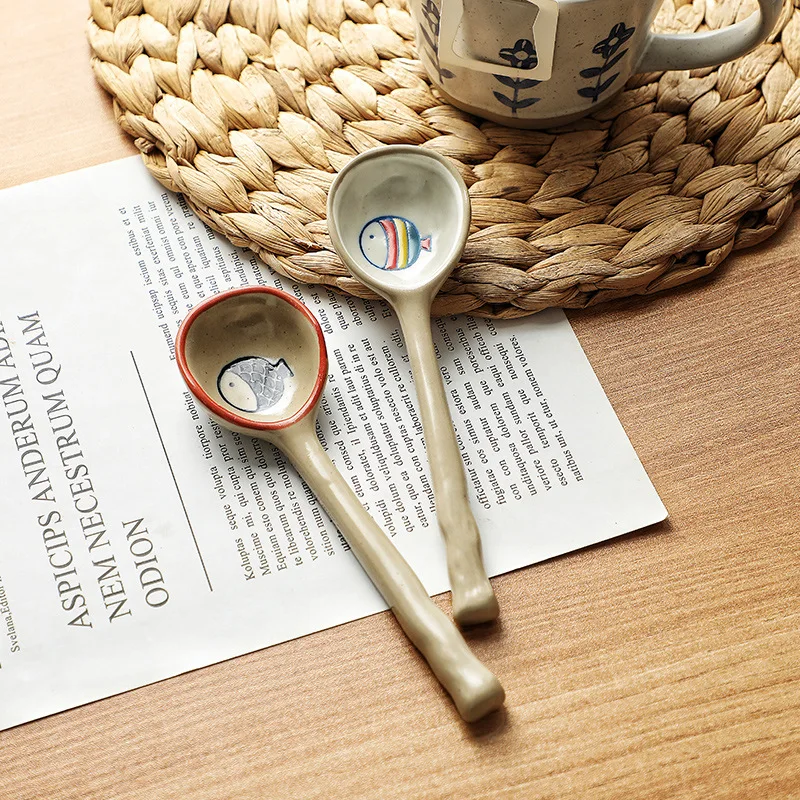 2022 Wholesale Ceramic Handle Spoons Soup Spoon