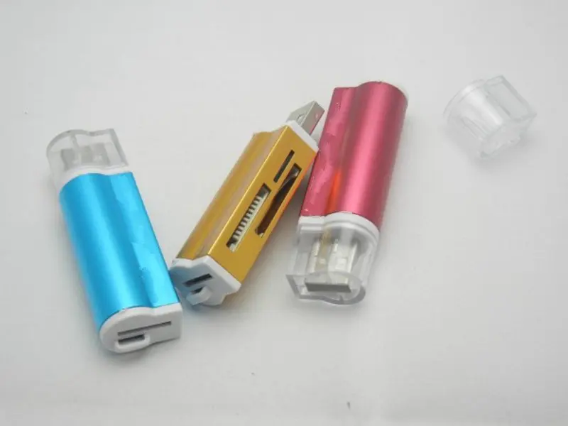 Алюминиевый сплав металлический все в одном Внешний USB кардридер считыватель карт памяти с несколькими