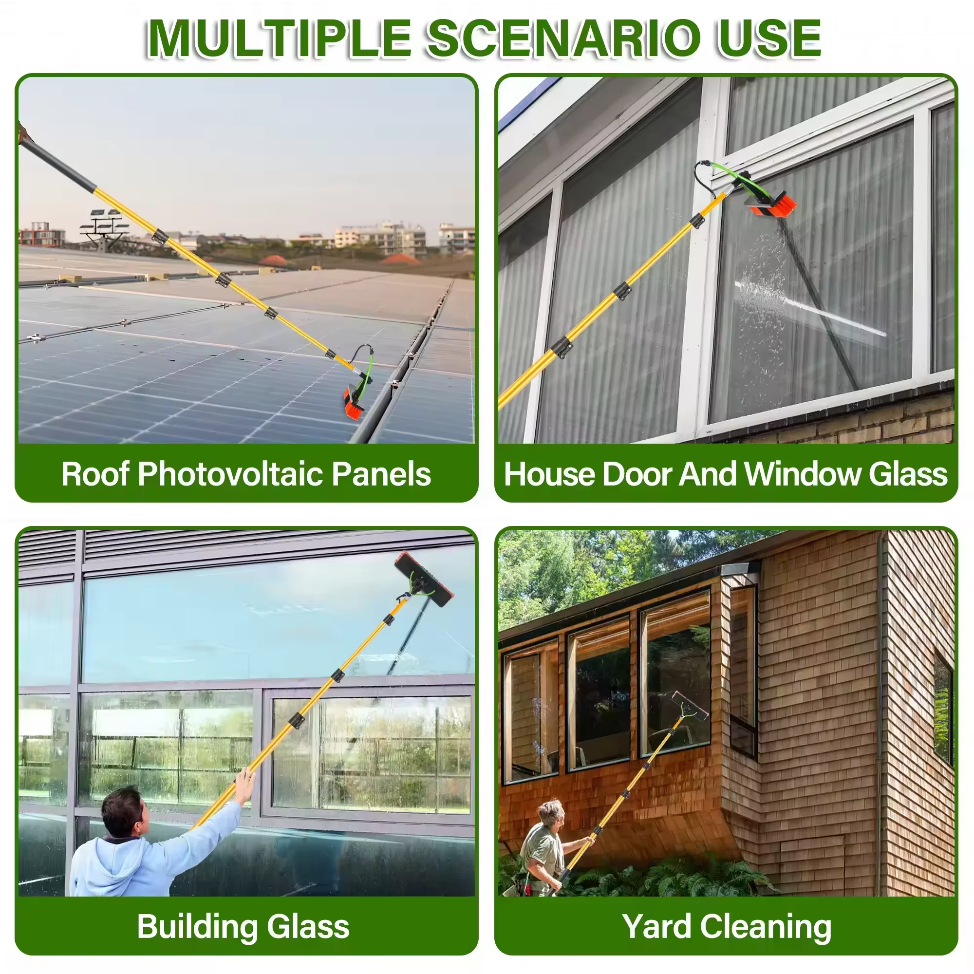 4-14FT 1.2-4.25 Meters Water Fed Telescopic Portable Light Weight Aluminum Extension Pole with Soap Dispenser