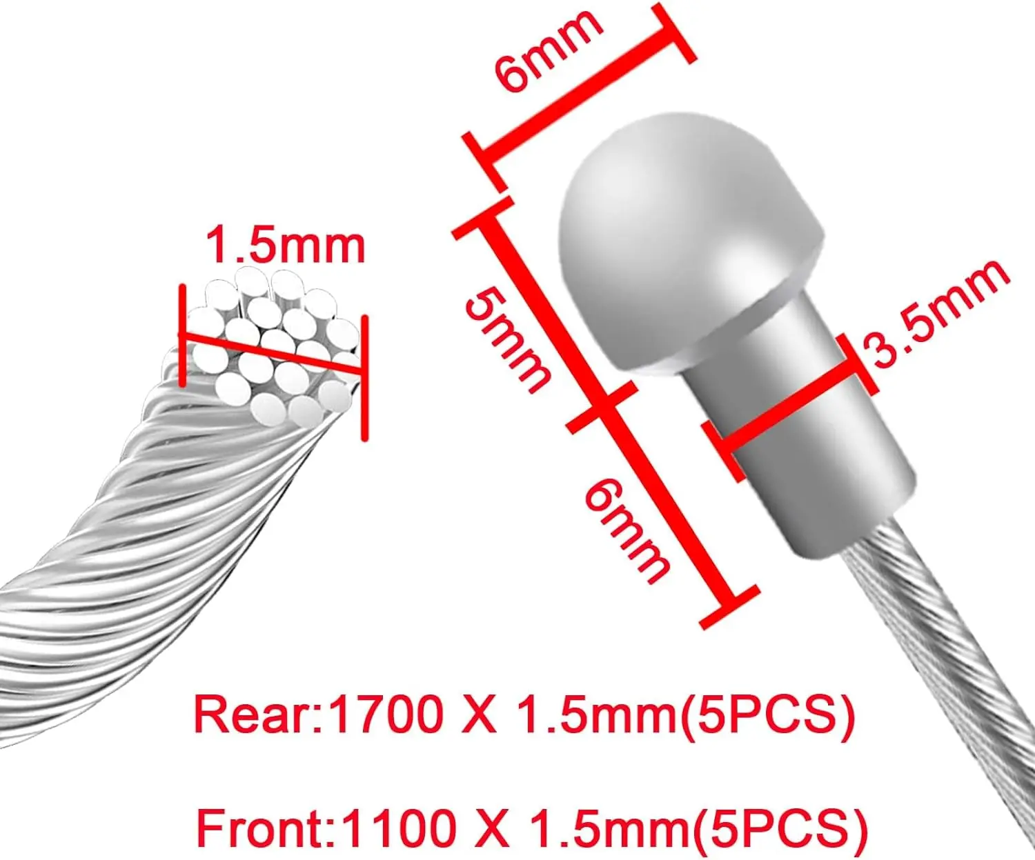 Bike Derailleur Shifter Cables,Front and Rear Brake Lines Shift Cable Set for  Road Mountain Bike