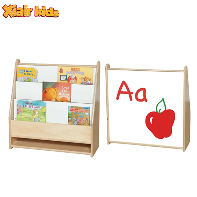 Xiair Bookshelf Kindergarten Daycare Wooden Bookcase With Drawing Board Kids Bookstand Preschool Classroom Furniture Cubbies