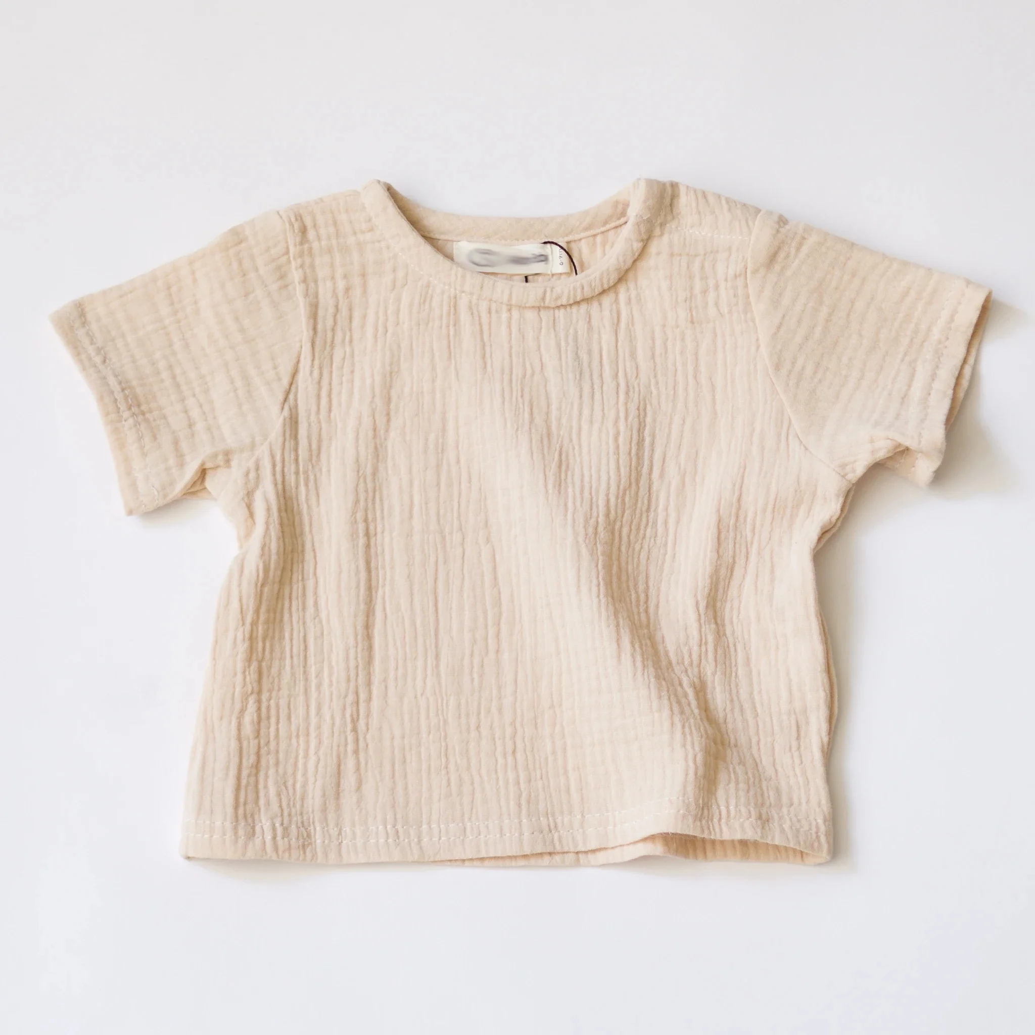 
Custom 100% Double Gauze Cotton Muslin Baby Boy Tee Shirt Baby Girl Tee Shirt Kids Clothes 