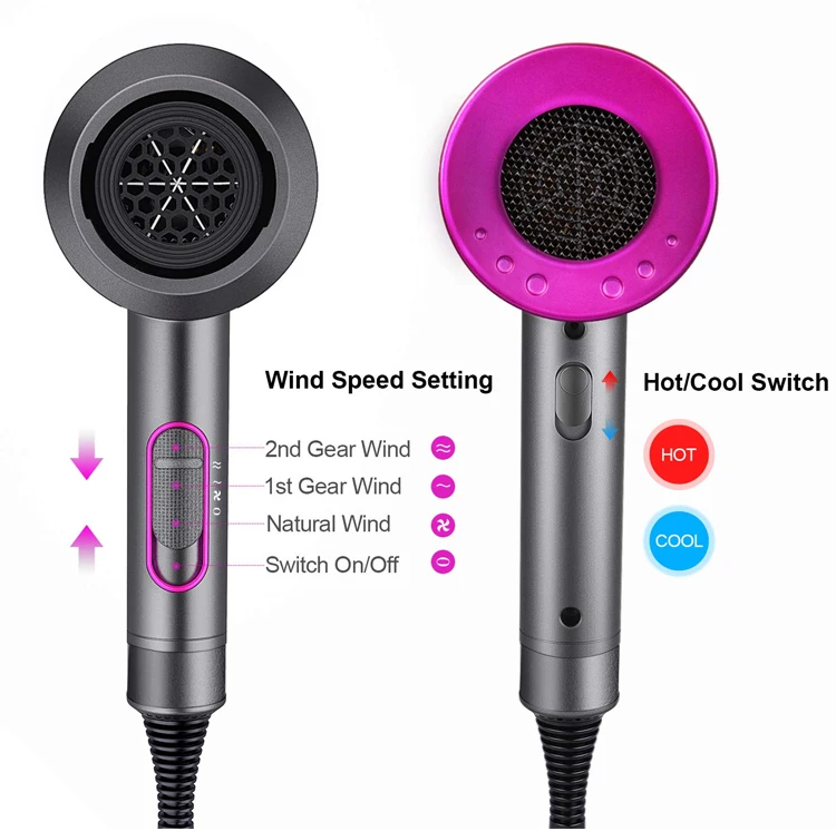 1500W Hair Dryer Professional  Negative Ions Blow Dryer (with 4 Different Levels Temperature and Wind)
